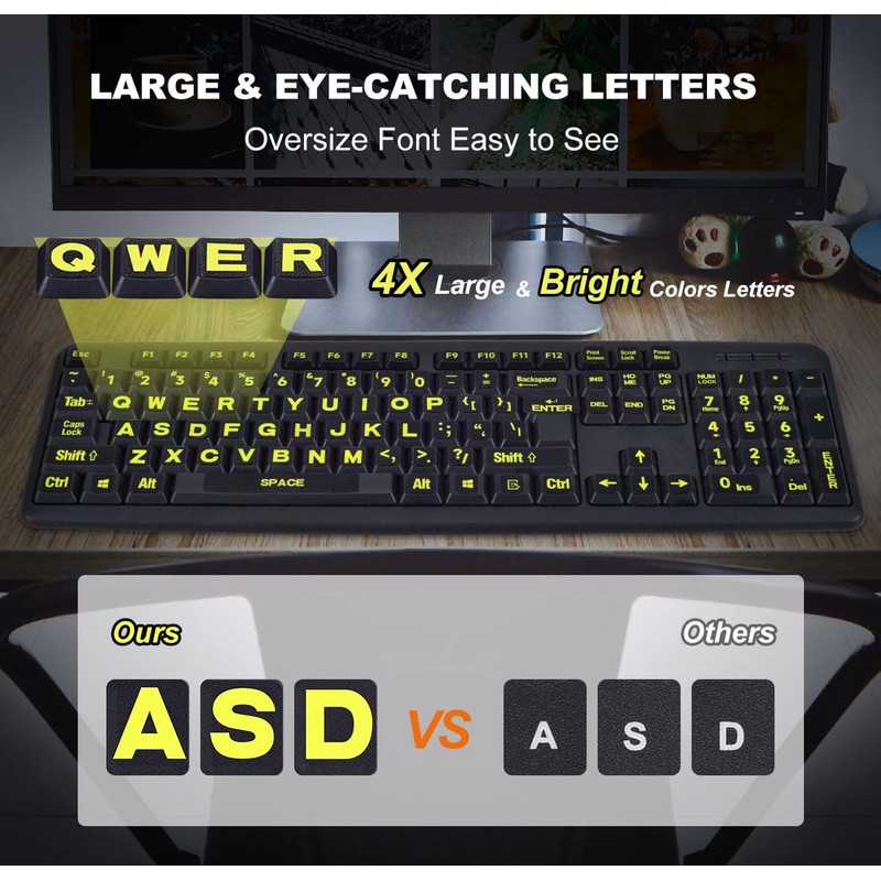 Universal English Large Lettering Keyboard Stickers for PC Computer Laptop