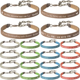 Jeyiour 40 Pulseras con Versículo de la Biblia Pulseras Cristianas de Cuero Pulsera con Citas de las Escrituras de la Fe de Dios Regalos Inspiradores para Mujer Hombre (Multicolor)