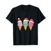Christmas Lights Ice Cream Cone with Santa Hat Design T-Shirt