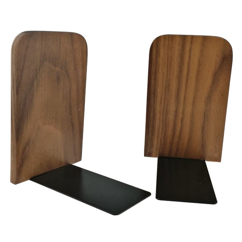 Simple Natural Black Walnut Wood Japanese Style Bookends Bookends for