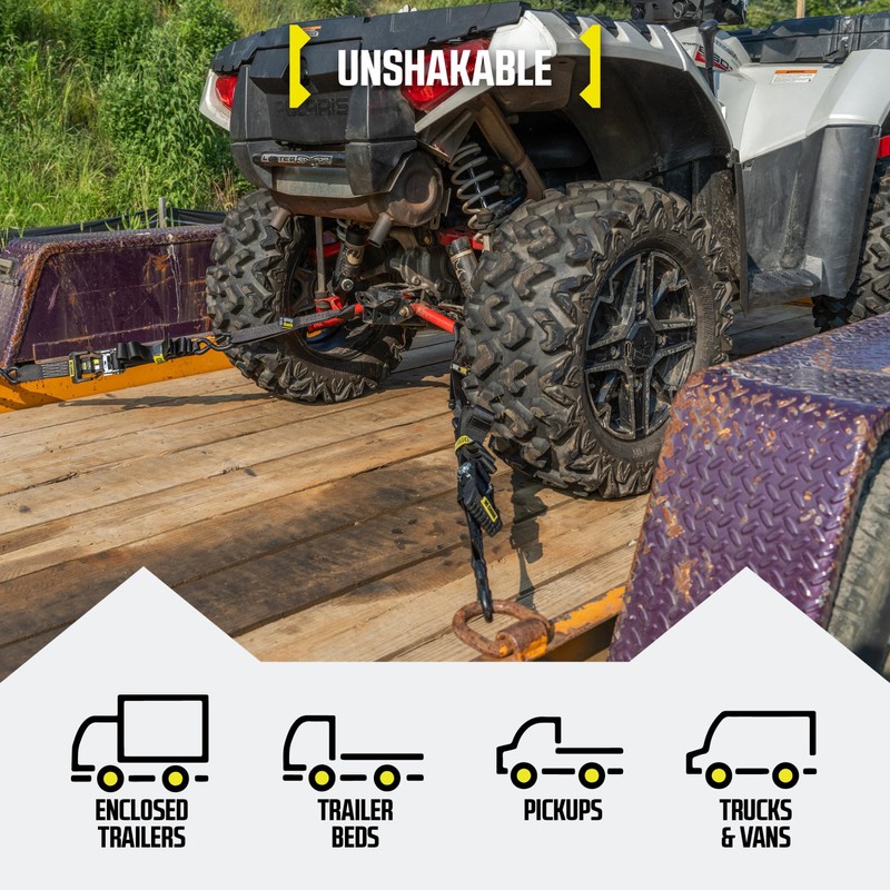 Motorcycle Tie Down Strap Kit, Includes (4) 1" x 15'