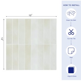 YOFUN Beige Peel and Stick Backsplash Tile - Self Adhesive Kit Kat Sticker Backsplash for Kitchen, Bathroom, Wall Décor Stickers 10 Pcs
