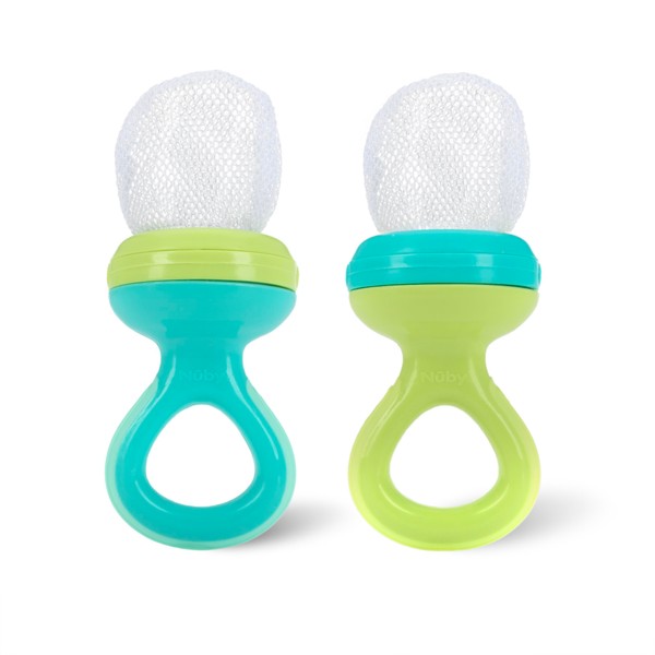 Nuby Nibbler Mesh First Soft Foods Feeder, 2pk, Aqua &