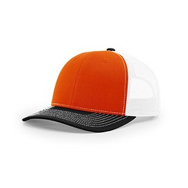 Richardson 112 Trucker OSFA Baseball Hat Ball Cap, Orange/White/Black