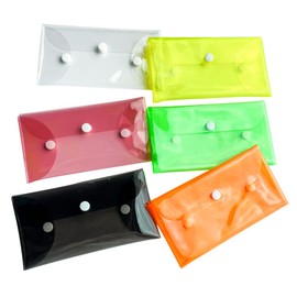 TotePrint 6 Sets Clear Portable Waterproof Phone Bag,Clear Pouch for Travel,Solid Color Pen Pouch Purse Cosmetic Brush Bag (Classic Six Packs)