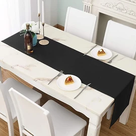 LivinEase Table Runner 42 x 240 cm - Black Cotton Blend Table Runner 250 g/m² - Table Runner Ideal for Christmas Table for 6-8 People - Modern Table Runner (Black)