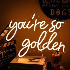 Alkkign “You're So Golden” Neon Sign for Wall Decor Warm White Neon Lights Letter Led Neon Signs Wedding Led Neon Light for Wedding Bedroom Engagement Bar Club Decoration
