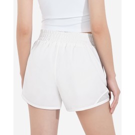 HASMES Girls Athletic Shorts with Zip Pockets Lightweight Running Soccer Shorts for Kids 11-12Y (White