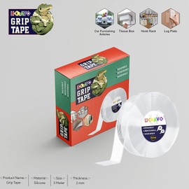 UCRAVO Double Sided Tape Heavy Duty (9.85 FT) - Multipurpose Removable Traceless Mounting Adhesive Tape for Walls，Washable Reusable Strong Sticky Strips Grip Tape