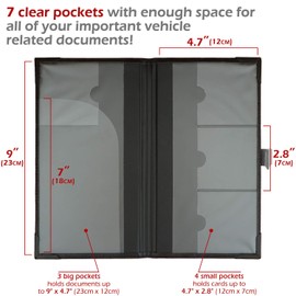 Auto Insurance and Registration Card Holder - Vehicle Glove Box Document Organizer - Car Essential Paperwork Holder for DMV, AAA, Contact Information Cards - Premium PU Leather Wallet Case - Black