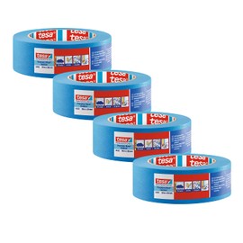 tesa Präzisionskrepp 4440 Outdoor UV-PLUS Painter's Tape - Pack of 4 - Weather-Resistant Painter's Masking Tape for Outdoor Use - for Precise Masking and Covering - Blue - Each 50 m x 38 mm