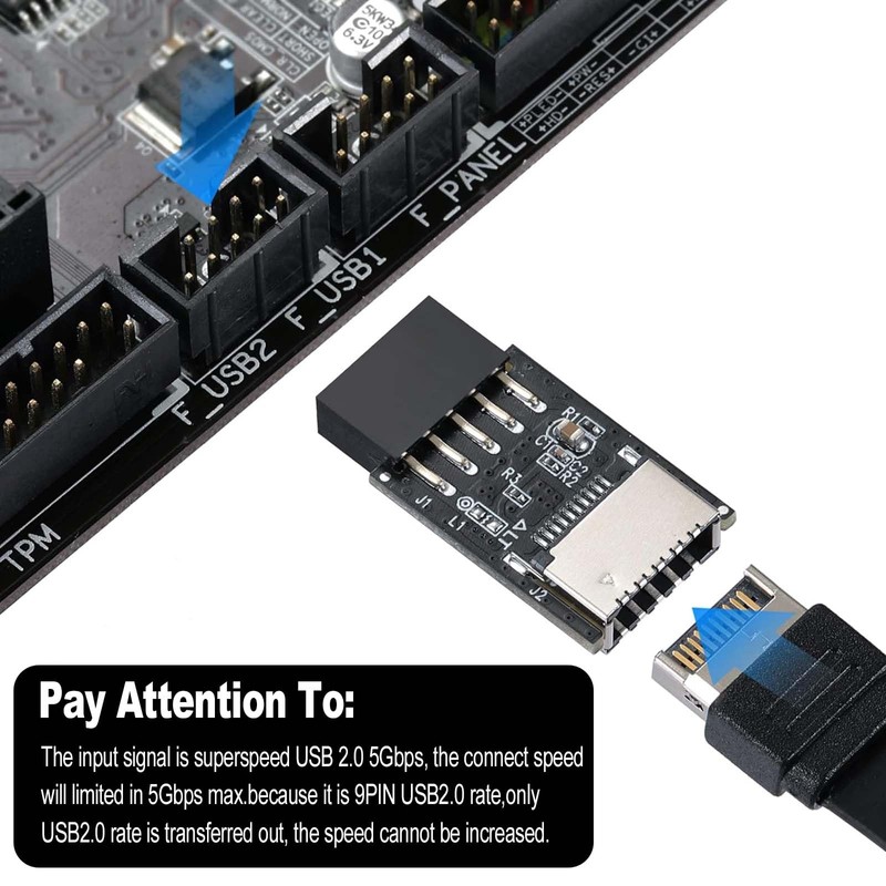 Zhowyeemeng 9PIN to Type-E Adapter, Female 9-Pin Motherboard Header to