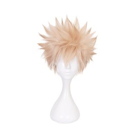 COSPLAZA Cosplay Wig Short Lt. Blonde Mixed Pink Hair Men Anime Hair Synthetic Wigs