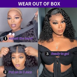 Glueless Wigs Human Hair Pre Plucked Pre Cut water Wave Wig Human Hair Wear and Go Wig 4x4 HD Lace Closure Wigs for Beginners Upgraded No Glue 150% Density Natural Color 24INCH