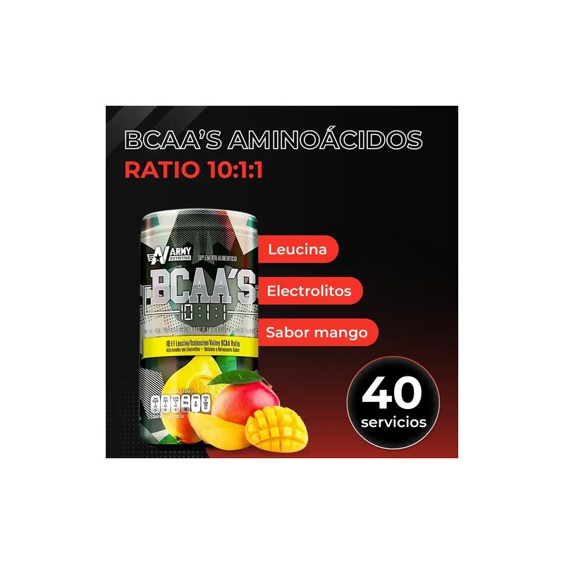 Aminoácidos BCAA 1011 Army Nutrition de Mango en Polvo 400