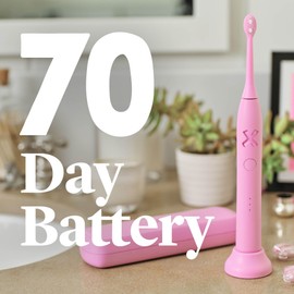 Made by Dentists PRO‑X Sonic Electric Toothbrush for Adults – Dentist‑Designed Whitening Rechargeable Toothbrush, 9 x More Plaque Removal, 70 Day Battery, 3 Modes, Travel Case & Extra Heads, Pink