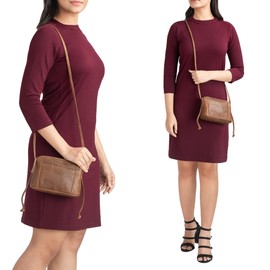 STILORD 'Mariella' Shoulder Bag Women's Vintage Leather Small Handbag Women Leather Mini Shoulder Bag Elegant Evening Bag Leisure Bag Genuine Leather, Mocha - dark brown, shoulder bag