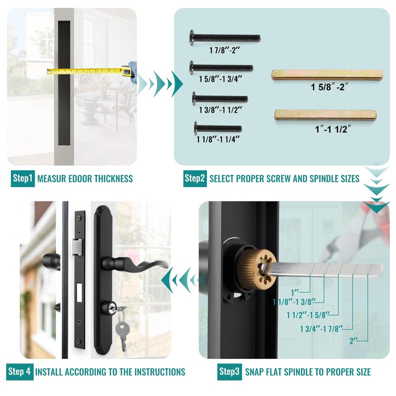 MaxxGeek Flat Slot Storm Door Handle Complete Set, Mortise Keyed