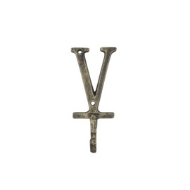 Handcrafted Nautical Decor Rustic Gold Cast Iron Letter V Alphabet Wall Hook 6"
