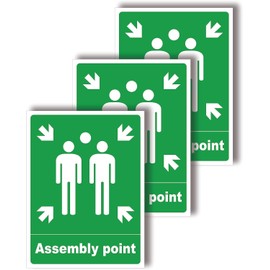 3 x Fire Assembly Point Vinyl Sticker Sign