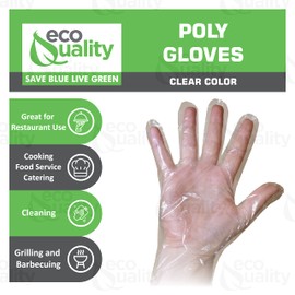 EcoQuality Disposable Food Prep Gloves - Plastic Food Safe Food Handling Poly Glove, Food Service, Cooking, Cleaning, One Size Fits Most (500)