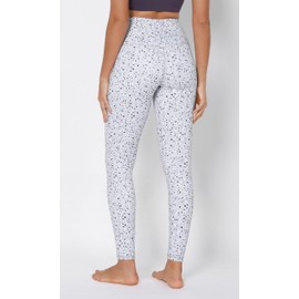 ODODOS Women's Cross Waist Full Length Yoga Leggings with Inner Pocket, Inseam 28" Gathered Crossover Workout Yoga Pants, Dalmatian, Medium