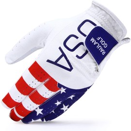 RAULAM INTERNATIONAL USA Flag Golf Gloves with Perfect Grip for Men and Women Golf Glove American Flag Left Hand Golf Glove Men Women Left Hand Right Hand,Golf Glove (Sareno) (Men Large, Left)