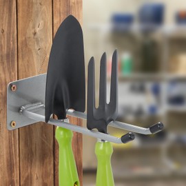 Relaxdays, Silver Wall Hook, 24 cm Long, Double Hook Wall, Tool Holder Garage, Workshop & Basement, Broom Holder Steel, Plastic