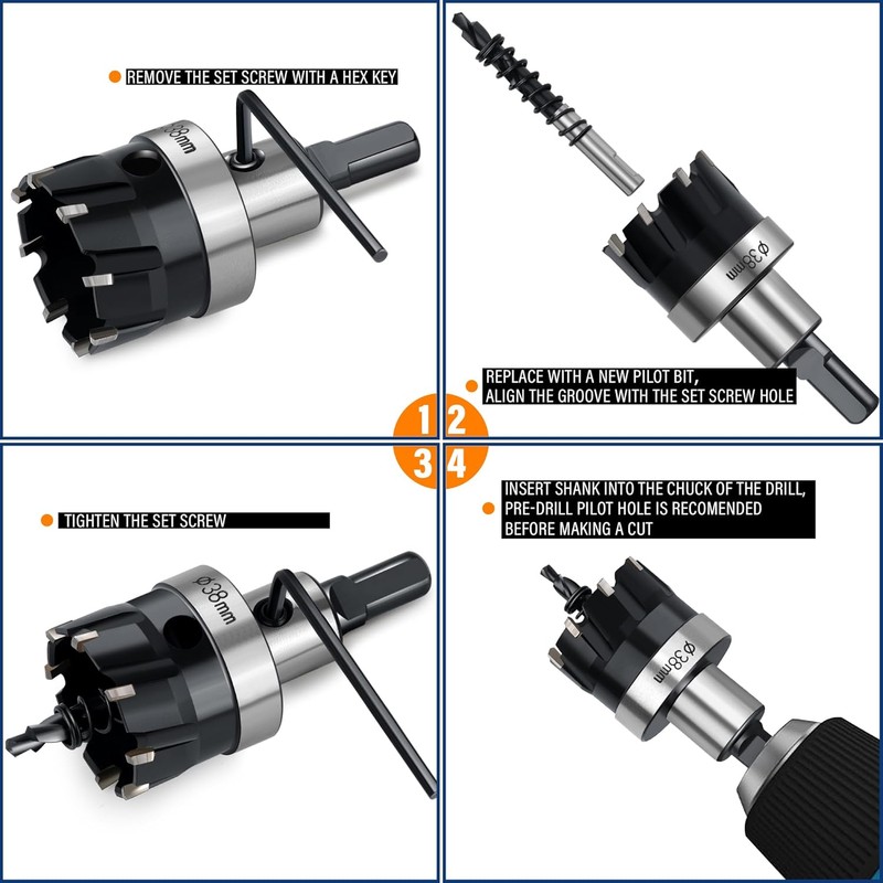 Carbide Hole Saw Kit for Metal TCT Hole Saw Drill