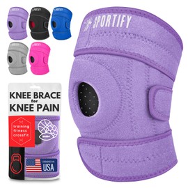 SPORTIFY Rodillera con Estabilizadores Laterales Ortopédica y Deportiva para Máximo Apoyo para el Dolor de Rodillas y Rápida Recuperación para Hombre y Mujer. Neopreno y Gel para Rotula (LILA/NEGRO)