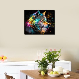 TISHIRON Wolf Paint by Numbers for Adults Animals DIY Oil Hand Painting Paintwork with Brushes Abstract Adult Paint by Number Kits on Canvas Art Crafts 16"x20"(Frameless)