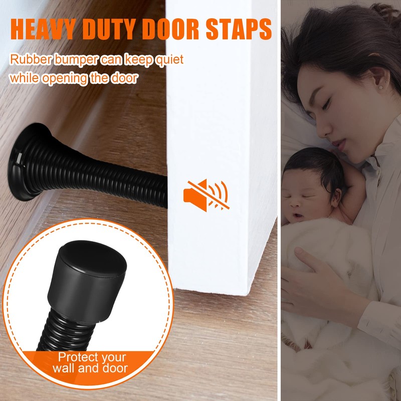 Chumia 36 Pieces Spring Door Stopper with Rubber Bumper Flexible