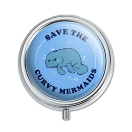 Save The Curvy Mermaids Manatee Funny Humor Pill Case Trinket Gift Box