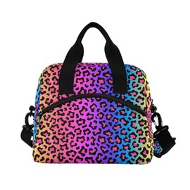 Sletend Leopard Print Lunch Bag Large Capacity Lunch Box for Man and Women, Colorful Crossbody Insulated Lunch Bag Reusable Cooler Bag