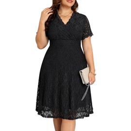 Plus Size Cocktail Dresses Women Wedding Guest Little Black Semi Formal 2025 Party Funeral Summer Lace Wrap Midi