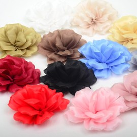 4Pcs Dainty Satin Fabric Rose Flower Brooch Pins for Women Vintage Elegant Flower Brooch Hair Clip Pins Wedding Party Dance Dress Clothes Accessories (Gray)