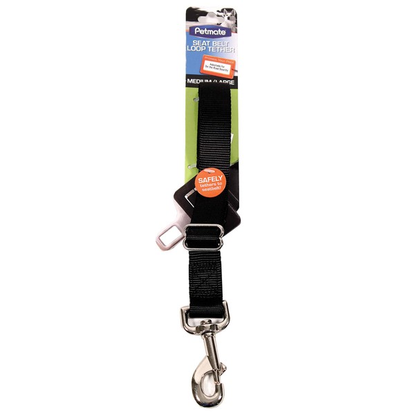 Petmate 11483 Seat Belt Loop Tether for Pets, Medium/Large, Black