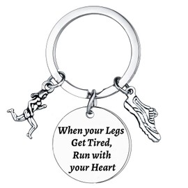 Inspirational Gift Running Keychain Runners Gift for Men Women Encouragement Gift for Daughter Son Trainer Jewelry Run with Your Heart Key Chain