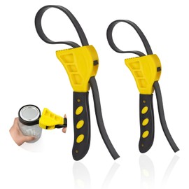 URSMART 2PCS Strap Wrench,Rubber Strap Wrench Strap Wrench Set 24 in and 19.7 in Oil Filter Strap Wrench Set Adjustable Heavy Duty Strap Wrench for Jar Opener Pipe Wrench Mechanics Plumbers（Yellow）