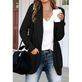 Jhsnjnr Womens Oversized Long Sleeve Cardigan Fall Chunky Knit Cardigan Sweaters Black