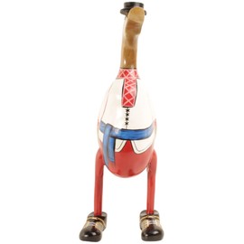 Brave Wings Hand Carved Wooden Bamboo Duck ~ In Traditional European Costume 35cm High Santa's Little Helper ~ Ornament Sculpture Figurine Statue Unique Table Decoration Home Decor ~ 2983