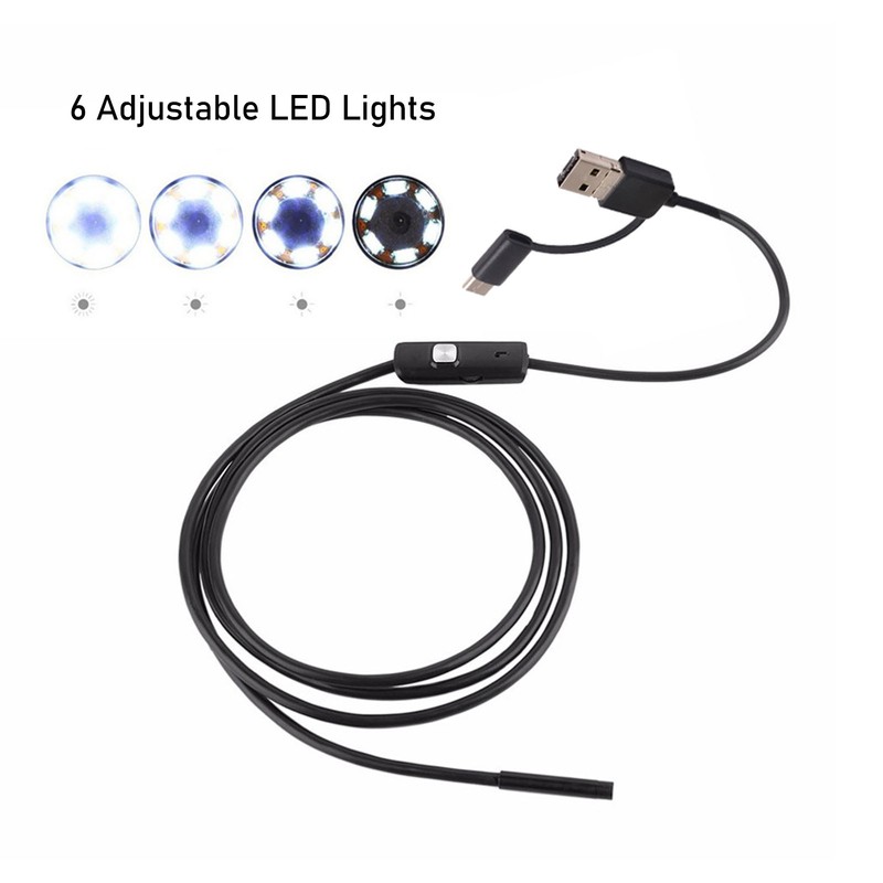 USB Endoscope 8mm Lens 3 in 1 Interface IP67 Waterproof