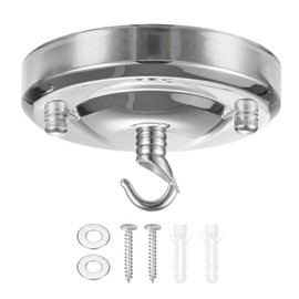 M METERXITY 1-Pack Light Canopy Kit, 4.3" Replacement Cover Plate for Chandelier Fixture/Pendant Light/ Swag Light, Ceiling Hooks Cover Plate [Bright Silver]