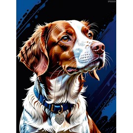 IPISSOI Dog Diamond Painting Kit, Beginner Animal Portrait Diamond Art, Brittany Spaniel Round Diamond Cross Stitch Craft, Suitable for Wall Decoration, Cafe Decoration or Gifts 12x16inch