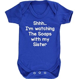 Hippowarehouse Shhh? I'm Watching The Soaps with My Sister Baby Vest Bodysuit (Short Sleeve) Boys Girls Royal Blue