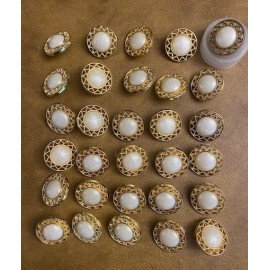 Gold Button with Pearl Center & shank 1 inch