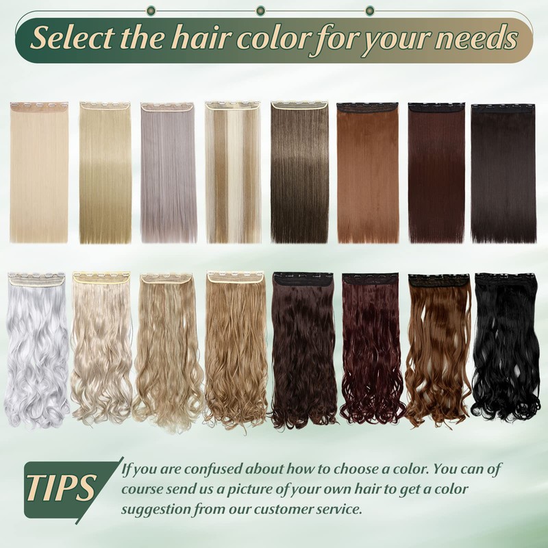 Clip-In Real Hair Extensions, Medium Brown, Hair Extensions Hairpiece, Heat-Resistant,