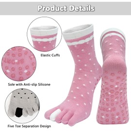 Kevaler Yoga Socks for Women Toe Socks Non-Slip Toe Cotton Yoga Socks Non-Slip ABS Stopper Socks Novelty Animal Pattern for Pilates Barre Ballet Dance Fitness EU 35-40/4 Pairs, Style 7