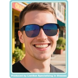 LianSan Polarized Over Glasses Sunglasses for Women Men - Warp Around Fit Over Sunglasses with UV Protection Fit Over Shades(Black Frame/Blue Lenses)