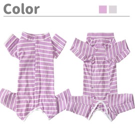 Dog’s Recovery Suit Post Surgery Shirt for Puppy, Full Coverage Dog's Bodysuit Wound Protective Surgical Clothes for Small and Medium Pets (Purple White Stripe-XL)